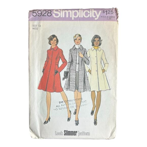 Simplicity 5928 Princess Coat Pattern - Size 12 - Picture 2 of 5